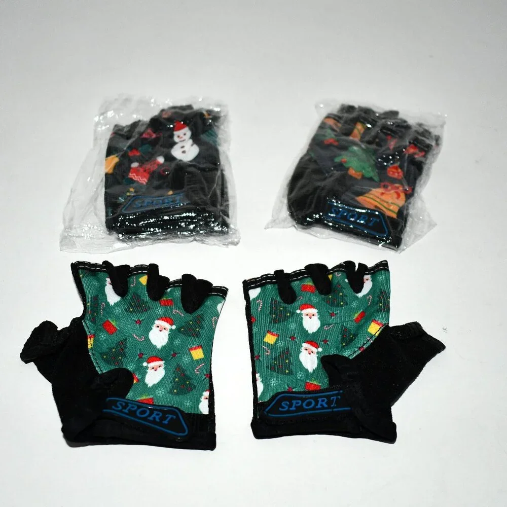 Boao 3 Pairs Kids Half Finger Bike Gloves, Non-Slip, Breathable, Adjustable,2,3-